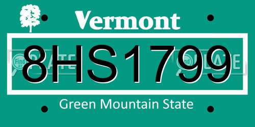 8HS1799 Vermont License Plate