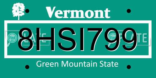 8HSI799 Vermont License Plate