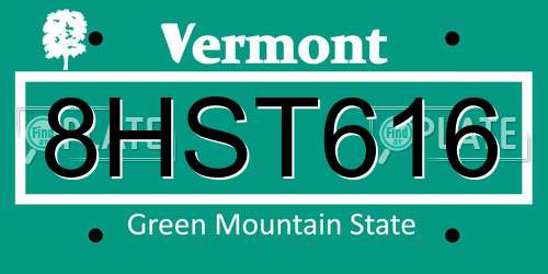 8HST616 Vermont License Plate