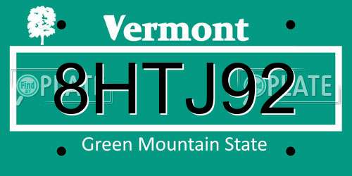 8HTJ92 Vermont License Plate