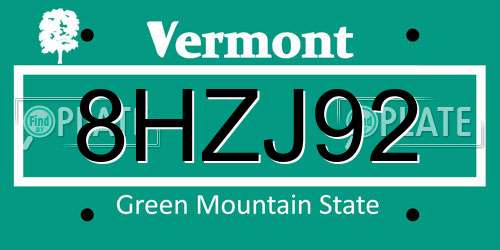 8HZJ92 Vermont License Plate