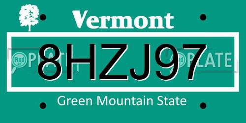 8HZJ97 Vermont License Plate