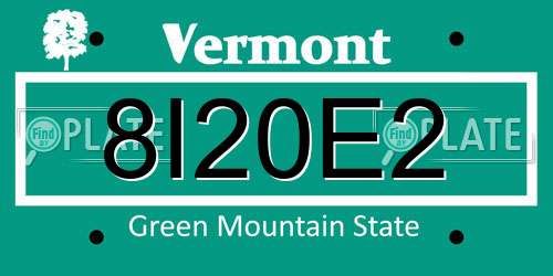 8I20E2 Vermont License Plate