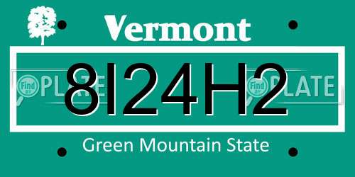 8I24H2 Vermont License Plate