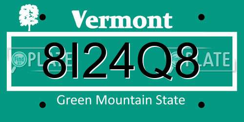 8I24Q8 Vermont License Plate