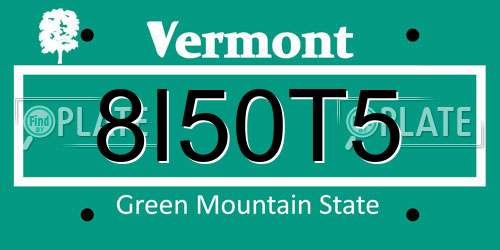 8I50T5 Vermont License Plate