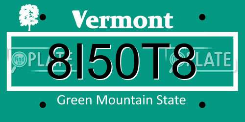 8I50T8 Vermont License Plate