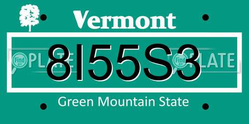 8I55S3 Vermont License Plate