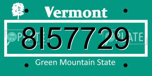 8I57729 Vermont License Plate