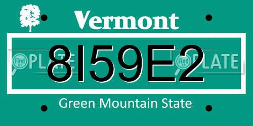 8I59E2 Vermont License Plate