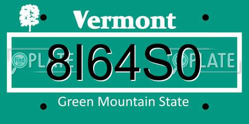8I64S0 Vermont License Plate