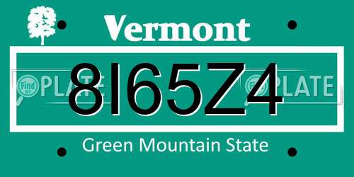 8I65Z4 Vermont License Plate