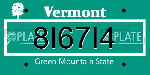 8I67I4 Vermont License Plate