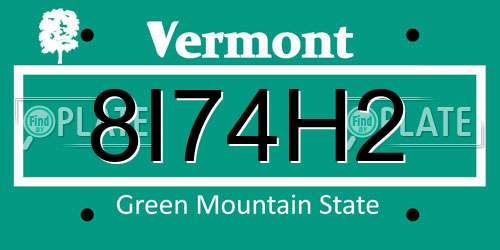 8I74H2 Vermont License Plate