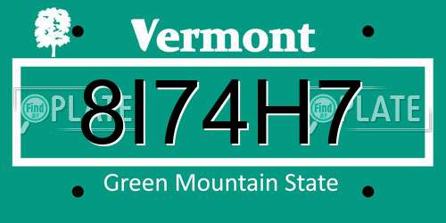 8I74H7 Vermont License Plate