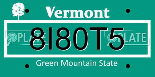 8I80T5 Vermont License Plate