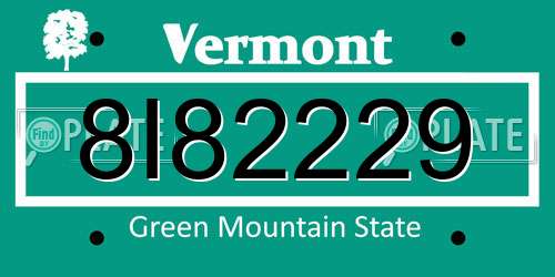 8I82229 Vermont License Plate