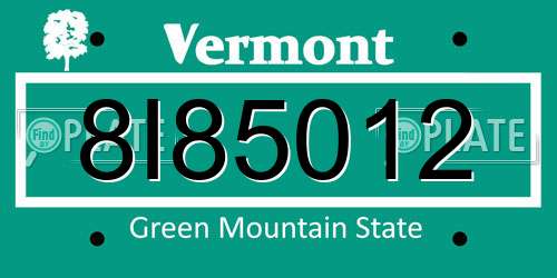 8I85012 Vermont License Plate