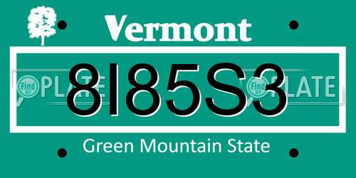 8I85S3 Vermont License Plate