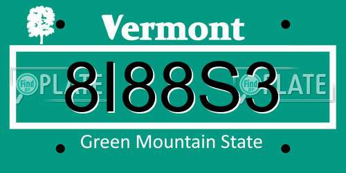 8I88S3 Vermont License Plate
