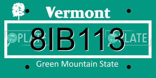 8IB113 Vermont License Plate