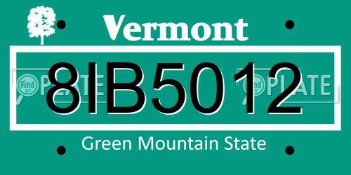 8IB5012 Vermont License Plate