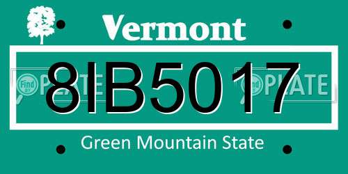 8IB5017 Vermont License Plate