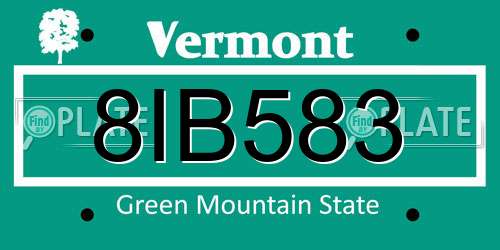8IB583 Vermont License Plate
