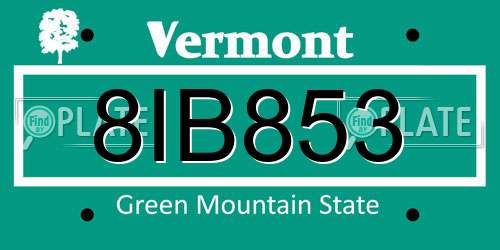 8IB853 Vermont License Plate