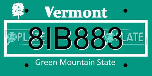 8IB883 Vermont License Plate