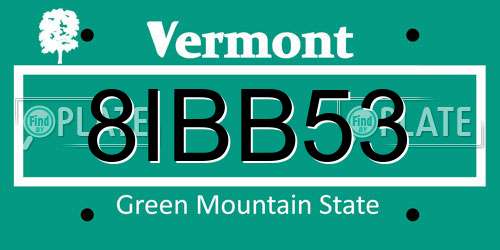 8IBB53 Vermont License Plate