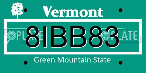 8IBB83 Vermont License Plate
