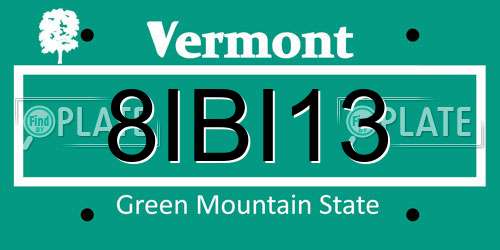 8IBI13 Vermont License Plate