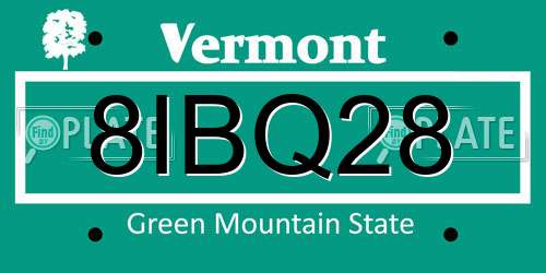8IBQ28 Vermont License Plate