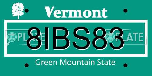 8IBS83 Vermont License Plate