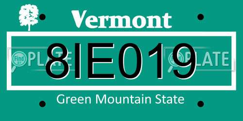 8IE019 Vermont License Plate