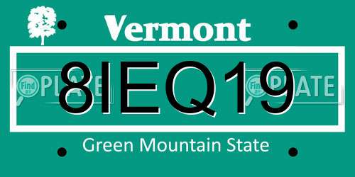 8IEQ19 Vermont License Plate
