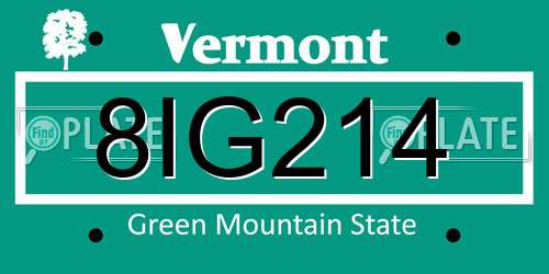 8IG214 Vermont License Plate
