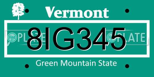 8IG345 Vermont License Plate