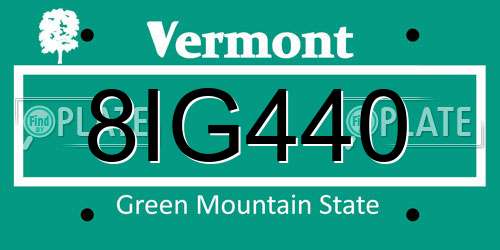 8IG440 Vermont License Plate