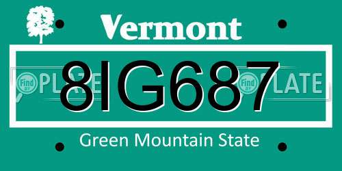 8IG687 Vermont License Plate