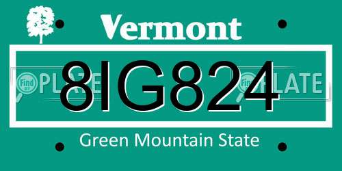 8IG824 Vermont License Plate