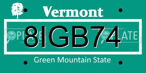 8IGB74 Vermont License Plate