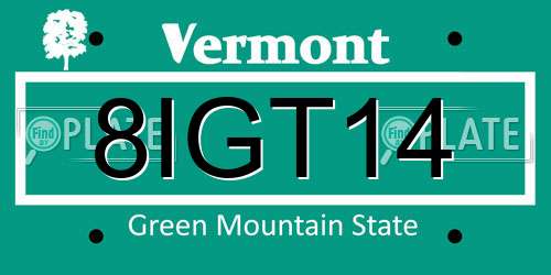 8IGT14 Vermont License Plate