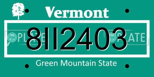 8II2403 Vermont License Plate