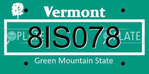 8IS078 Vermont License Plate