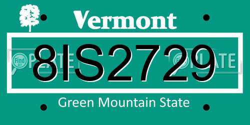 8IS2729 Vermont License Plate
