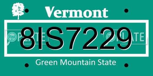 8IS7229 Vermont License Plate