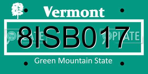 8ISB017 Vermont License Plate
