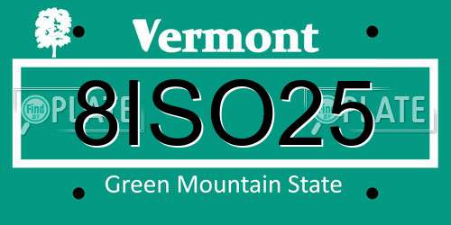 8ISO25 Vermont License Plate